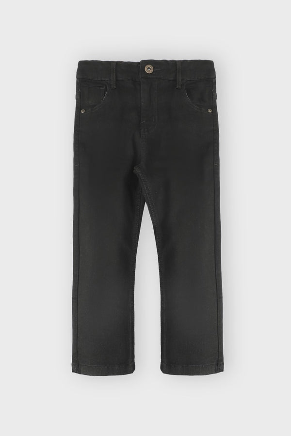 BLACK STRETCH STRAIGHT JEANS