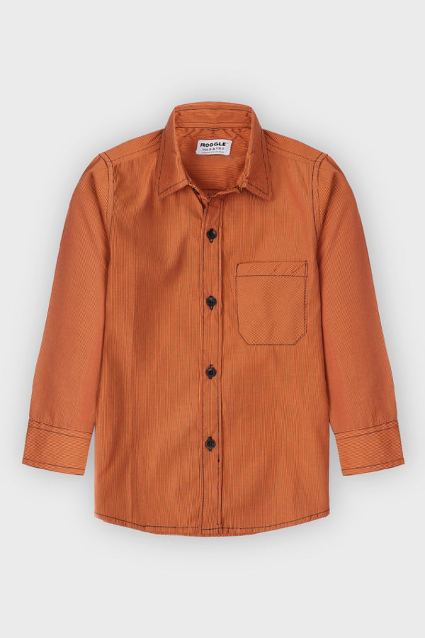 RUST PIN STRIPE SHIRT WITH POCKET