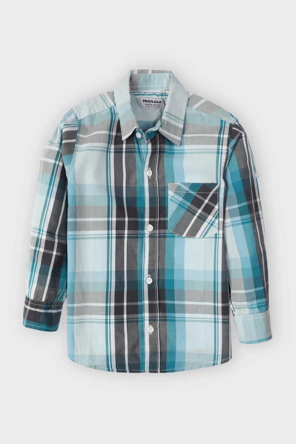 BLUE CHECK SHIRT WITH POCKET